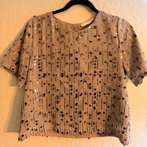 By Together Sparkling Beige Sequin Blouse